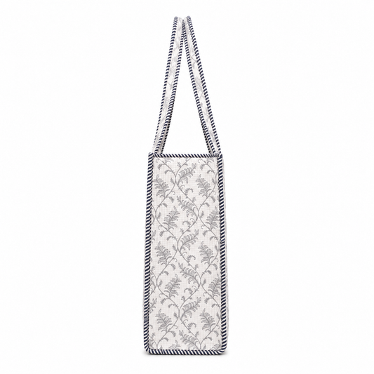 Women's Vintage Botanical Quilted Tote Bag – Cotton Shoulder Carryall