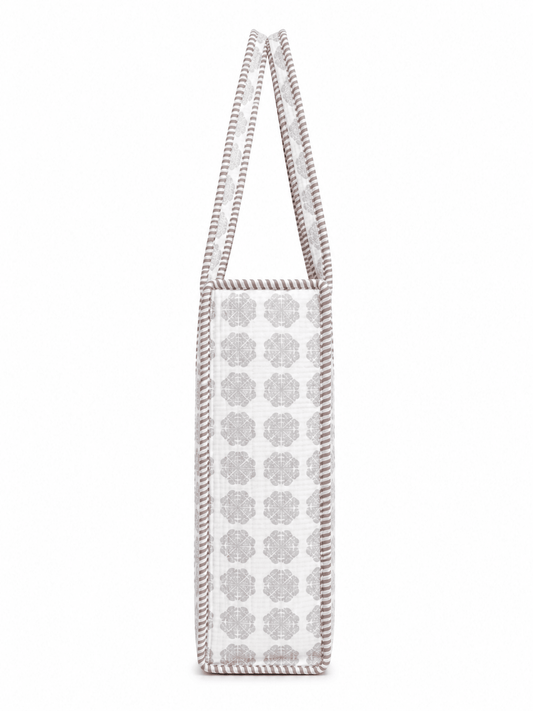 Women's Geometric Quilted Tote Bag – Lightweight Cotton Shoulder Handbag - Amoha Decor