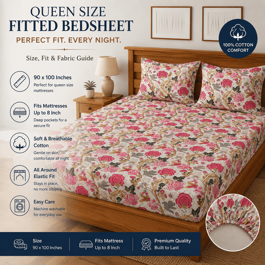 Queen Size Fitted Bedsheet Buying Guide: Size, Fit & Fabric - Amoha Decor