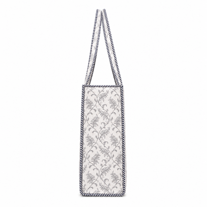 Women's Vintage Botanical Quilted Tote Bag – Cotton Shoulder Carryall