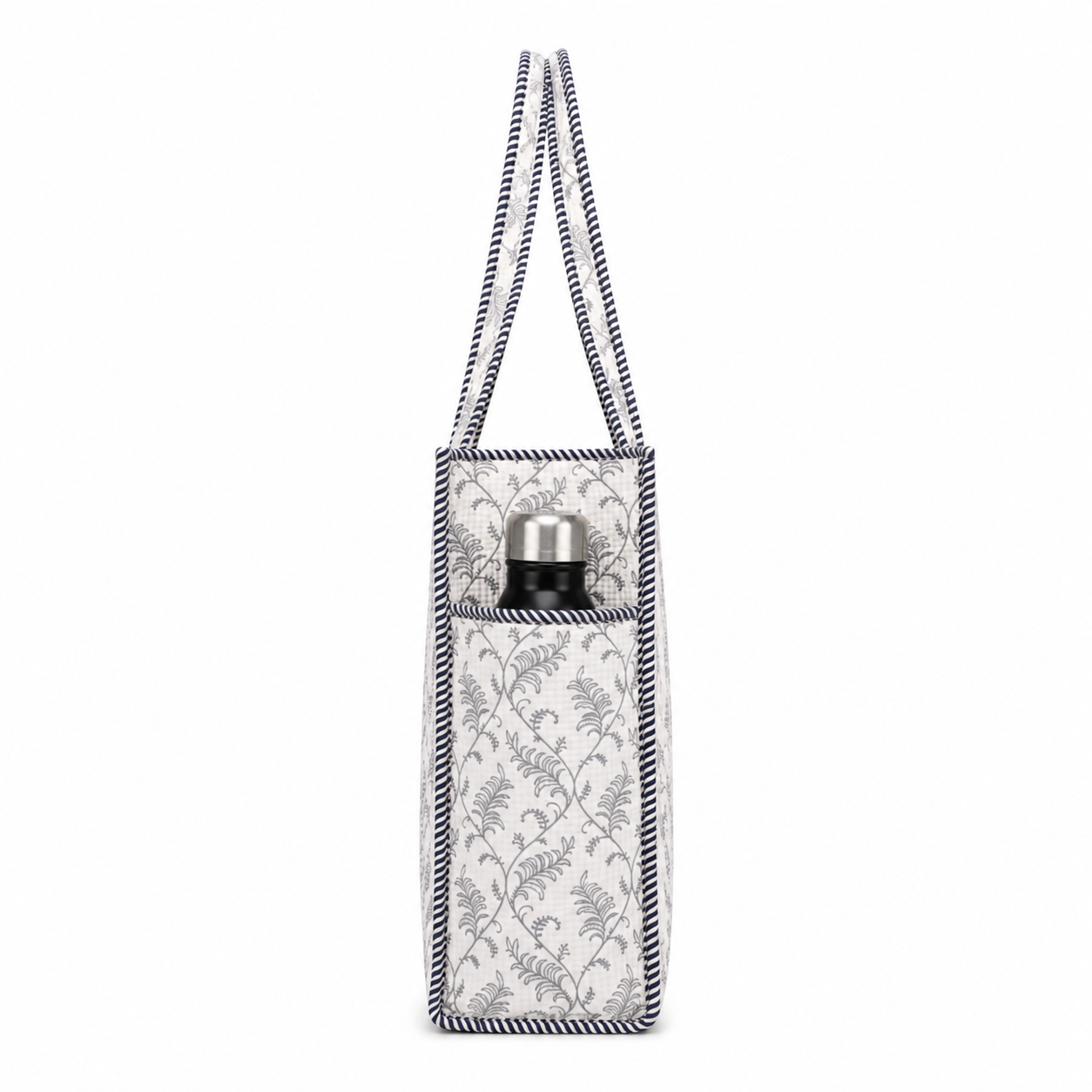 Women's Vintage Botanical Quilted Tote Bag – Cotton Shoulder Carryall