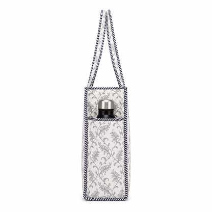 Women's Vintage Botanical Quilted Tote Bag – Cotton Shoulder Carryall