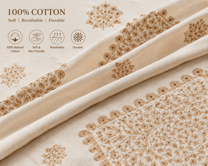 Amoha Decor Cotton Diwan Set – Beige Mandala Print 8 Piece Premium Diwan Cover Set - Amoha Decor
