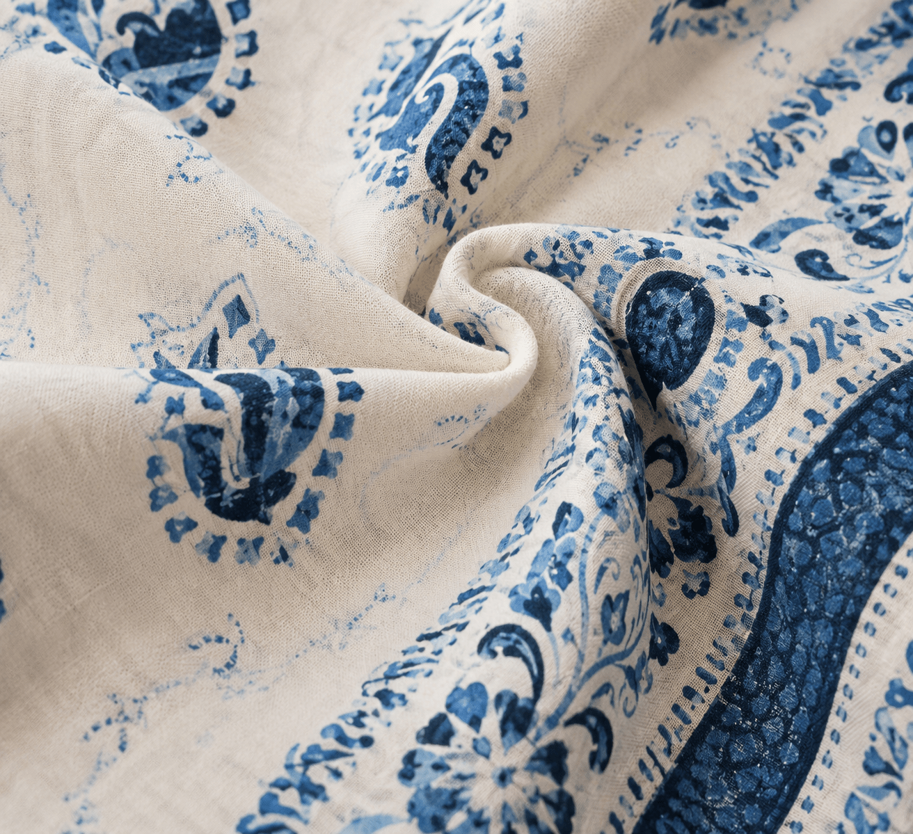 Amoha Decor Cotton Diwan Set – Blue Paisley Print 8 Piece Traditional Diwan Cover Set - Amoha Decor