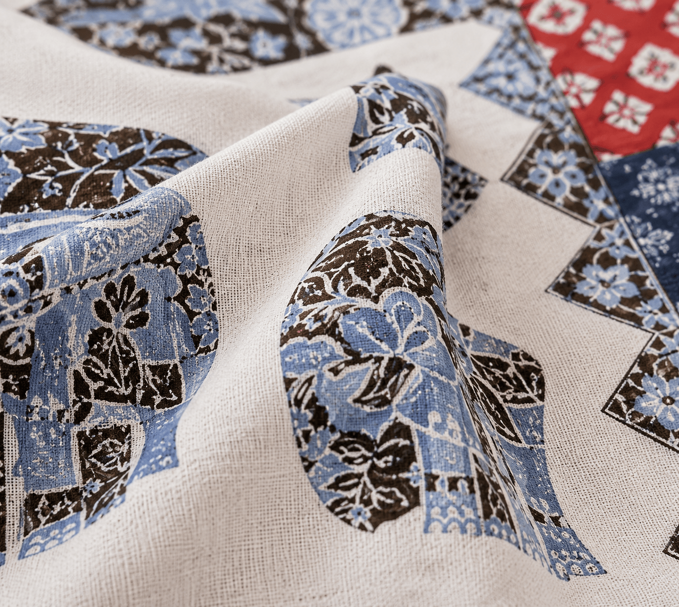 Amoha Decor Cotton Diwan Set – Elephant Heritage Print 8 Piece Diwan Cover Set - Amoha Decor