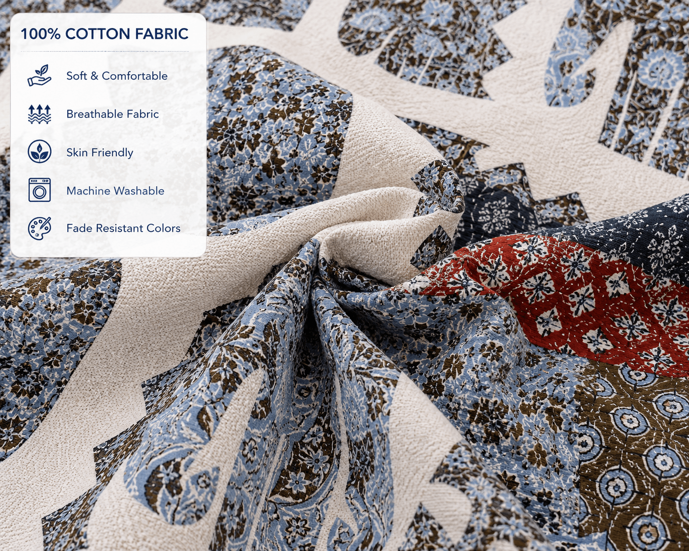 Amoha Decor Cotton Diwan Set – Elephant Patchwork Print 8 Piece Diwan Cover Set - Amoha Decor