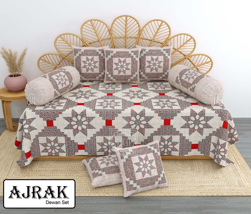 Amoha Decor Cotton Diwan Set – Vintage Patchwork Floral 8 Piece Diwan Cover Set - Amoha Decor