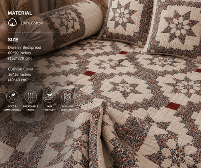 Amoha Decor Cotton Diwan Set – Vintage Patchwork Floral 8 Piece Diwan Cover Set - Amoha Decor