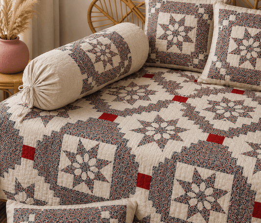 Amoha Decor Cotton Diwan Set – Vintage Patchwork Floral 8 Piece Diwan Cover Set - Amoha Decor