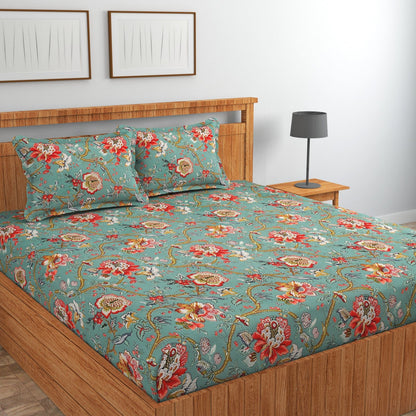 Amoha Decor Cotton Queen Size Fitted Bedsheet Set with 2 Pillow Covers – 90×100 Inches - Amoha Decor