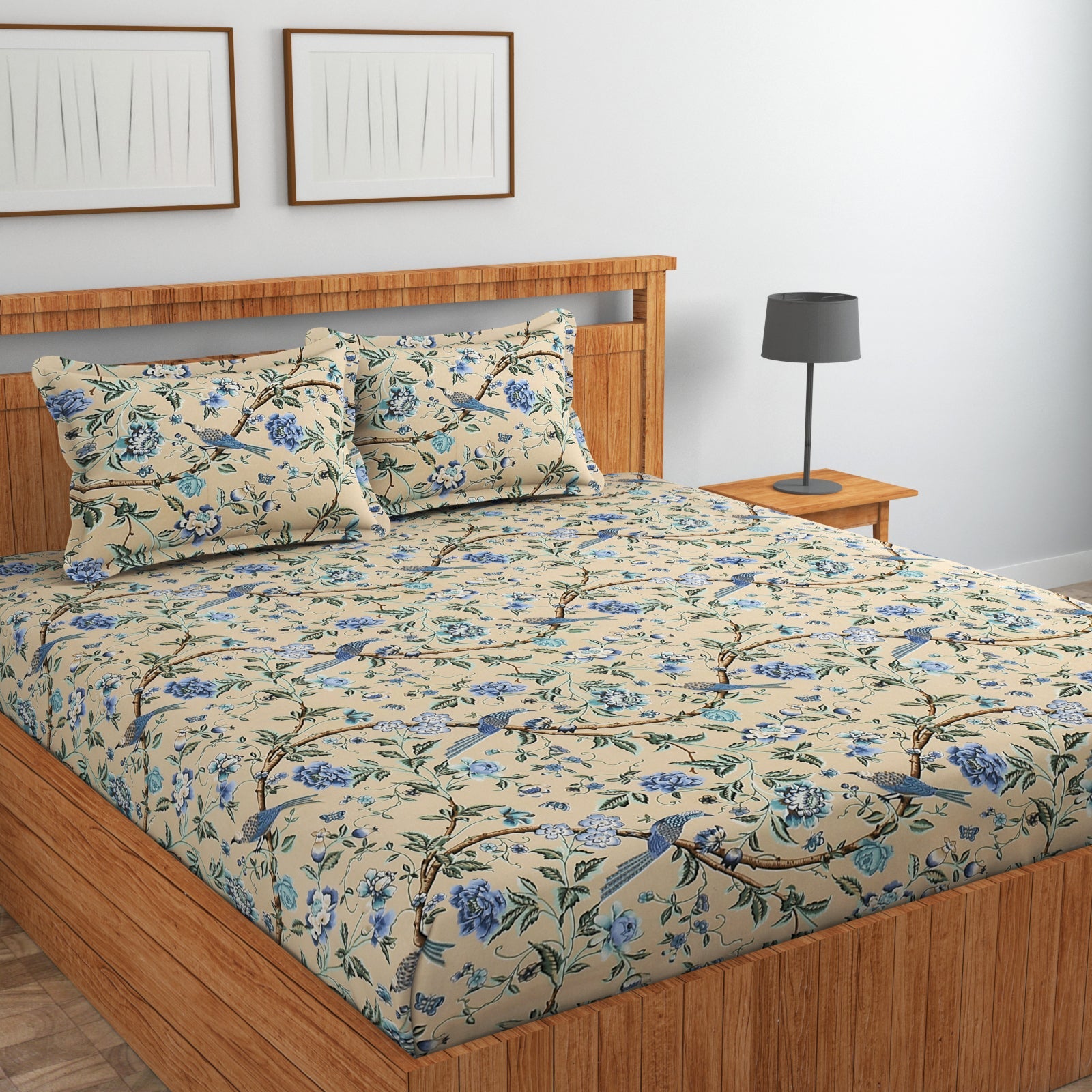 Amoha Decor Elastic Cotton Fitted Bedsheet Queen Size 90×100 | 8 Inch Mattress Fit - Amoha Decor