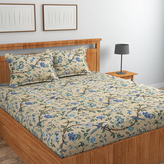 Amoha Decor Elastic Cotton Fitted Bedsheet Queen Size 90×100 | 8 Inch Mattress Fit - Amoha Decor