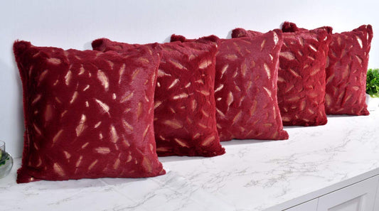 Amoha Decor Luxury Red Velvet Cushion Covers Set of 5 - Amoha Decor