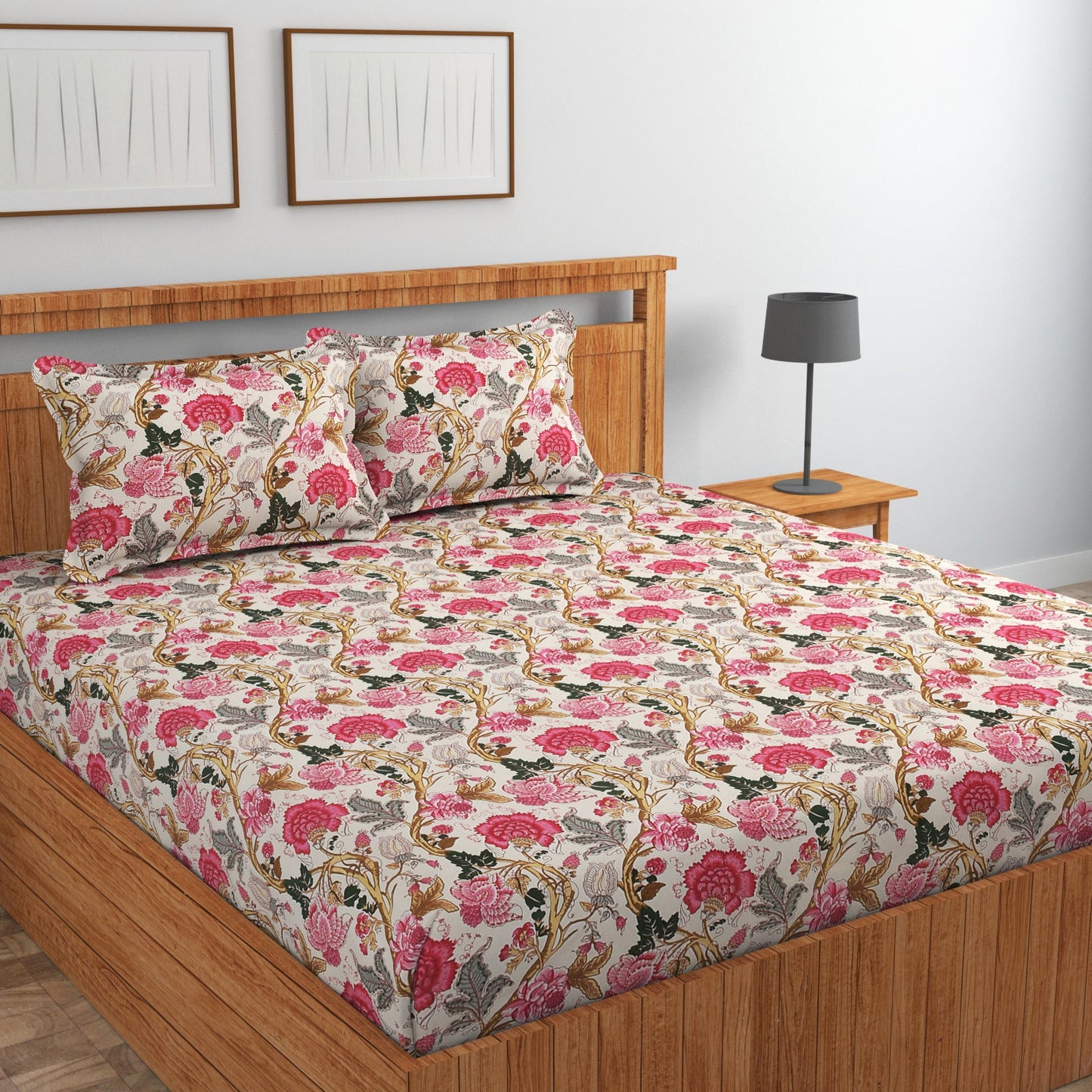 Amoha Decor Premium Cotton Fitted Bedsheet Queen Size 90×100 Inches with Elastic - Amoha Decor