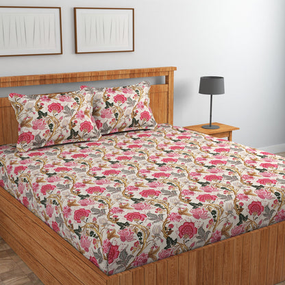 Amoha Decor Premium Cotton Fitted Bedsheet Queen Size 90×100 Inches with Elastic - Amoha Decor