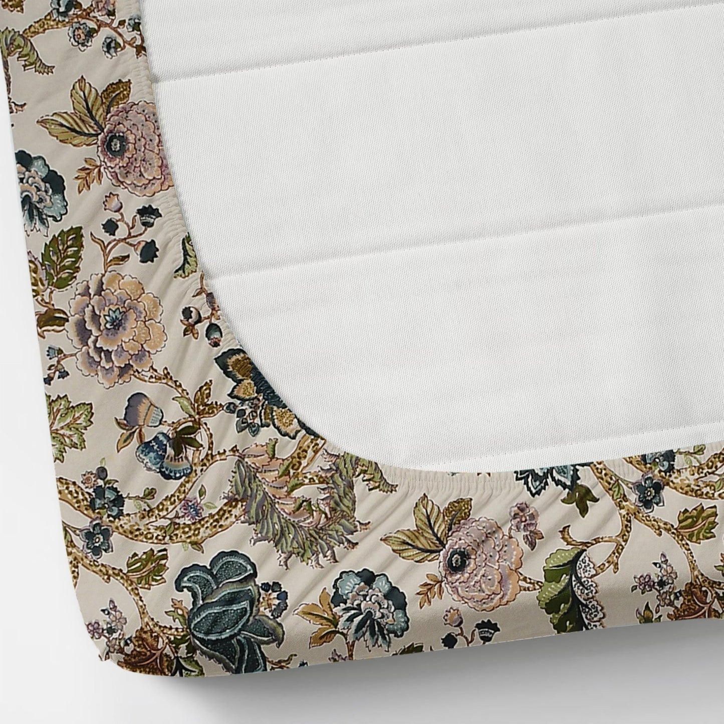 Amoha Decor Queen Size Cotton Fitted Bedsheet – Floral Print | 90×100 Inches | 8 Inch Mattress - Amoha Decor