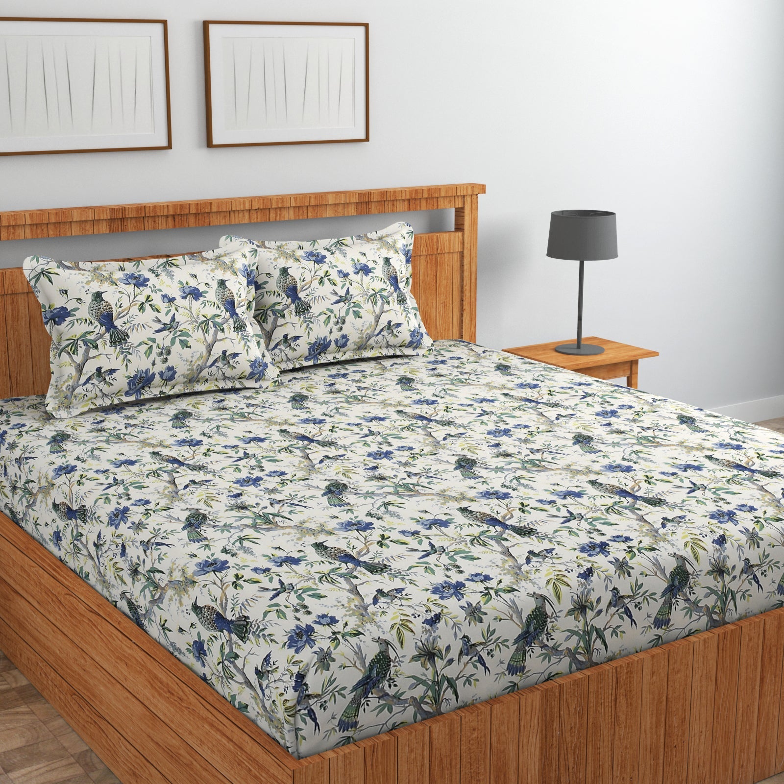 Amoha Decor Queen Size Cotton Mattress Fitted Bedsheet Set with 2 Pillow Covers – 90×100 Inches - Amoha Decor