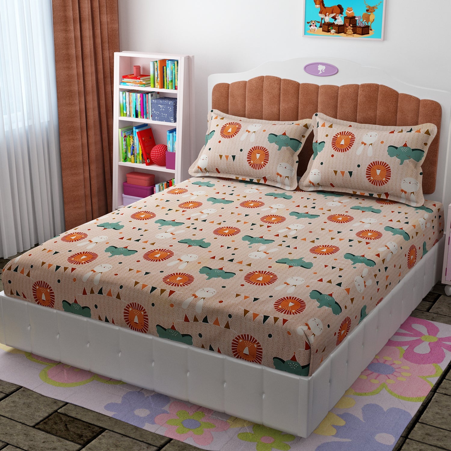 Amoha Decor Queen Size Kids Cartoon Cotton Bedsheet Set with Pillow Covers - Amoha Decor