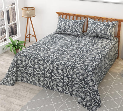 Amoha Decor Reversible Cotton Bedsheet – Emerald Green Dual Print – Queen Size - Amoha Decor