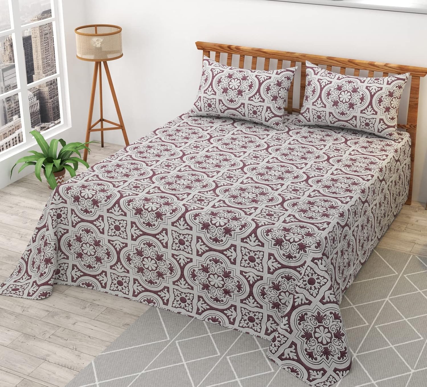 Amoha Decor Reversible Cotton Bedsheet for Queen Size Bed – Soft Dual Print - Amoha Decor