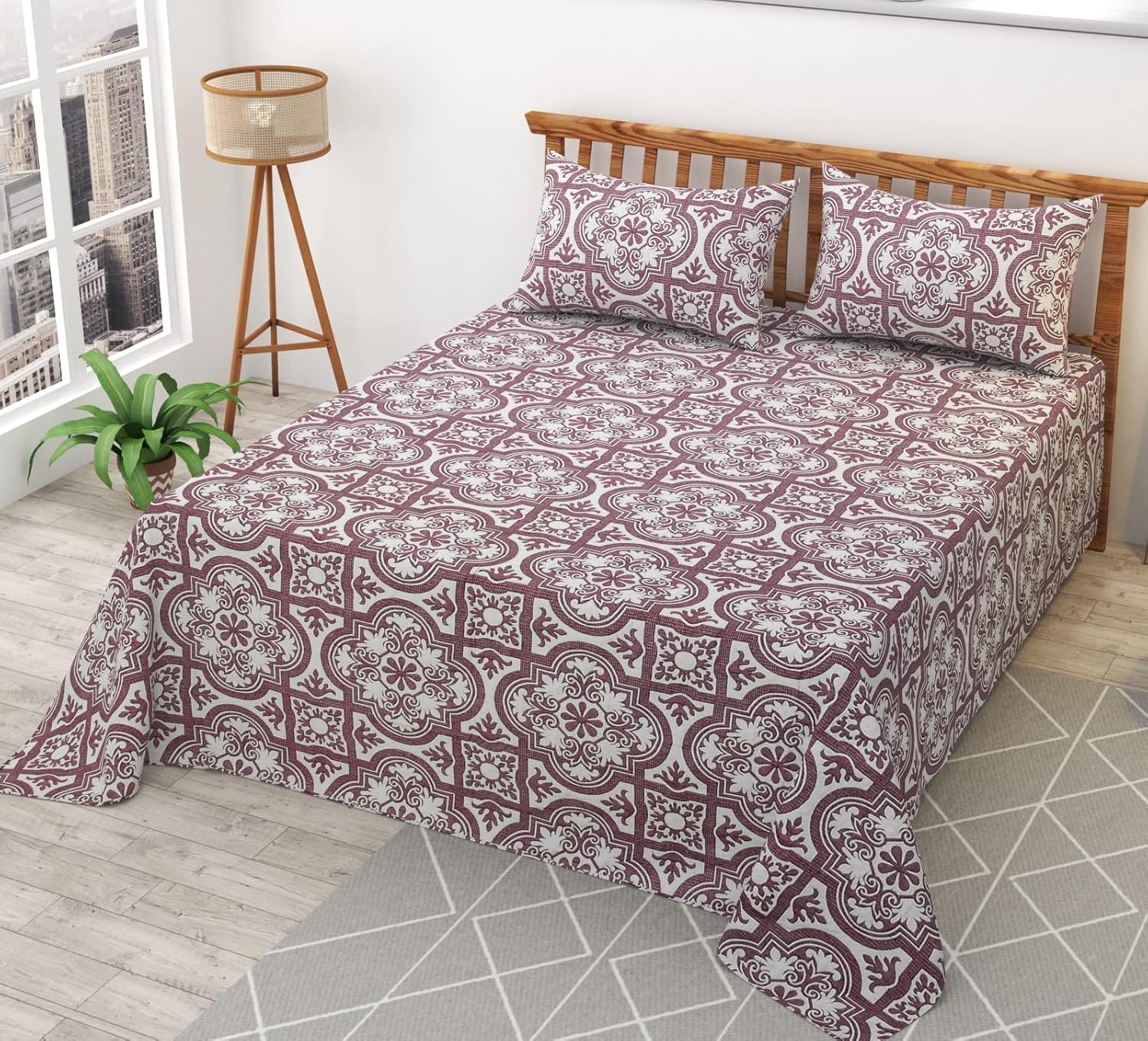 Amoha Decor Reversible Cotton Bedsheet for Queen Size Bed – Soft Dual Print - Amoha Decor