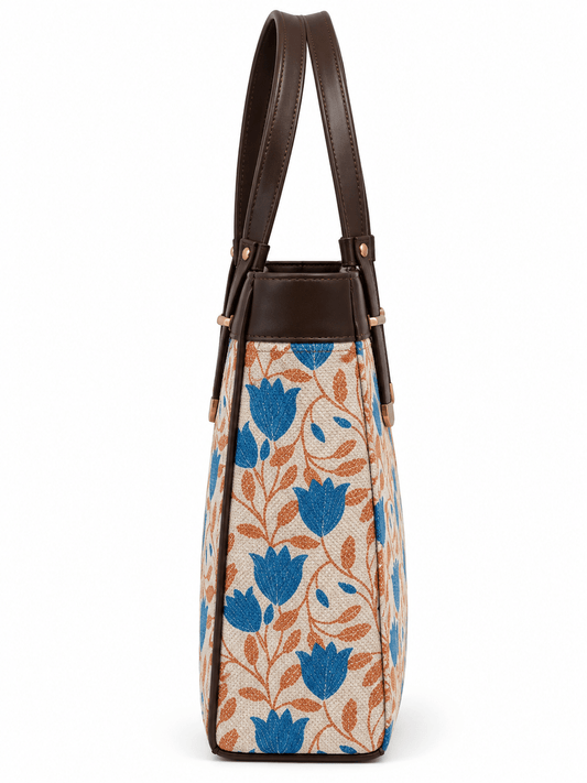 Canvas & Jacquard Mini Handbag with Triple Compartments & Detachable Belt - Amoha Decor