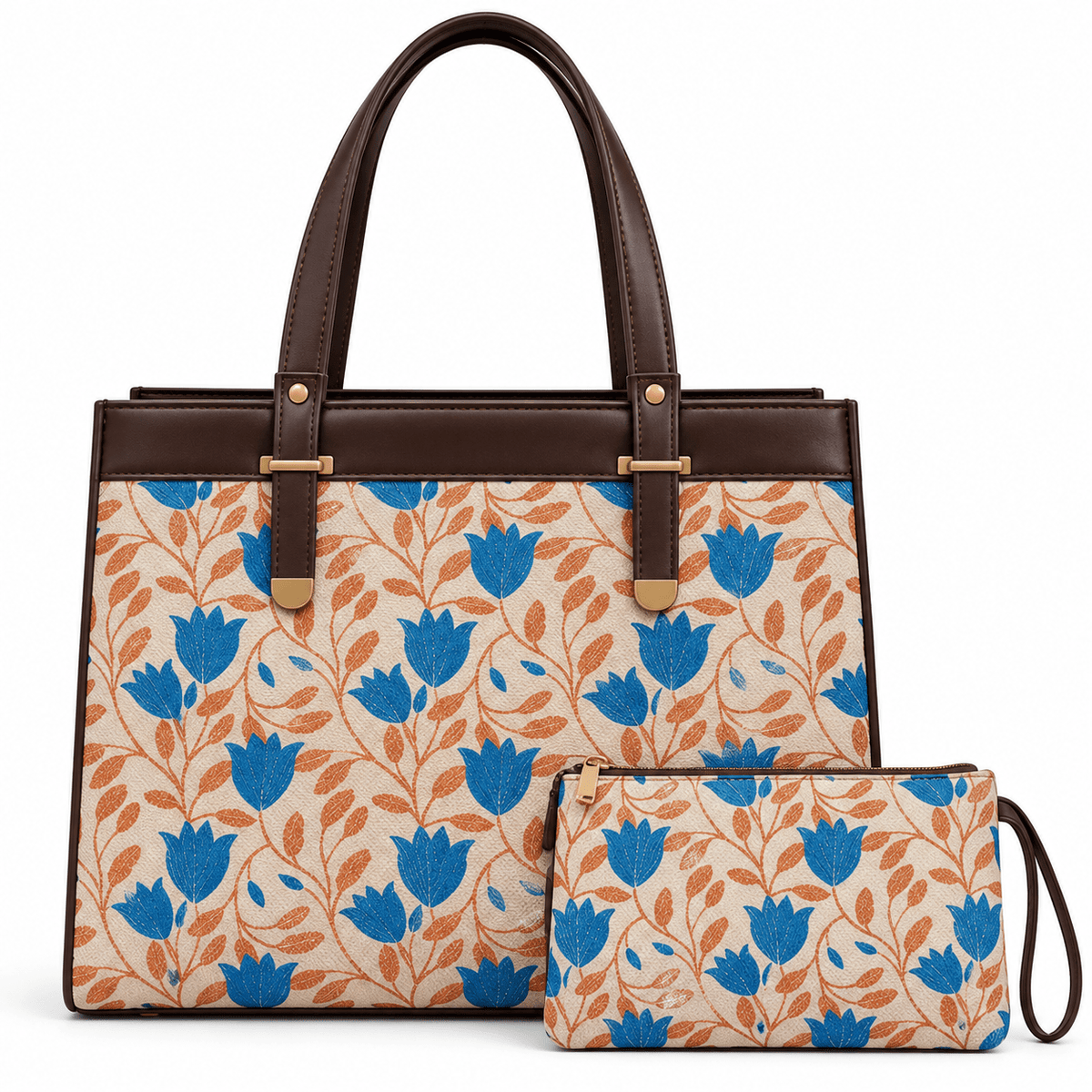 Canvas & Jacquard Mini Handbag with Triple Compartments & Detachable Belt - Amoha Decor