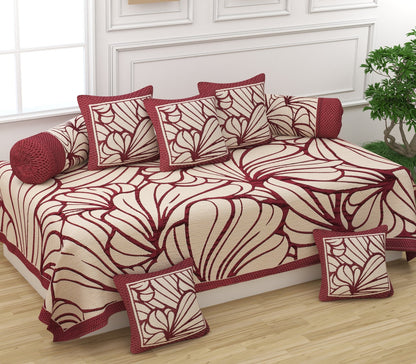 Home Luv Reversible Quilted Diwan Set | 250 TC Pure Cotton | 60×90 Inches Premium Diwan Bedding Cover with 5 Cushion Covers - Homeluv