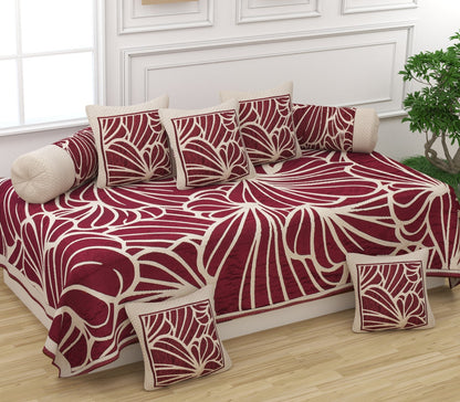 Home Luv Reversible Quilted Diwan Set | 250 TC Pure Cotton | 60×90 Inches Premium Diwan Bedding Cover with 5 Cushion Covers - Homeluv