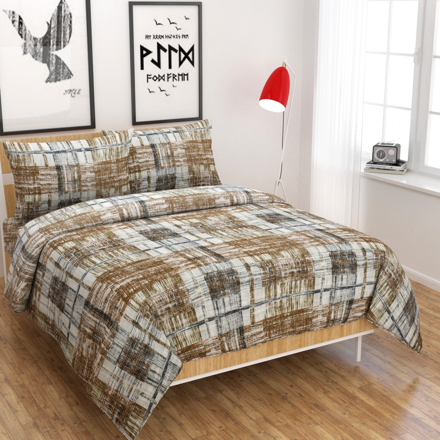 King Size Polycotton Bedsheets With 2 Pillow Covers | 100*108 Inch - Homeluv