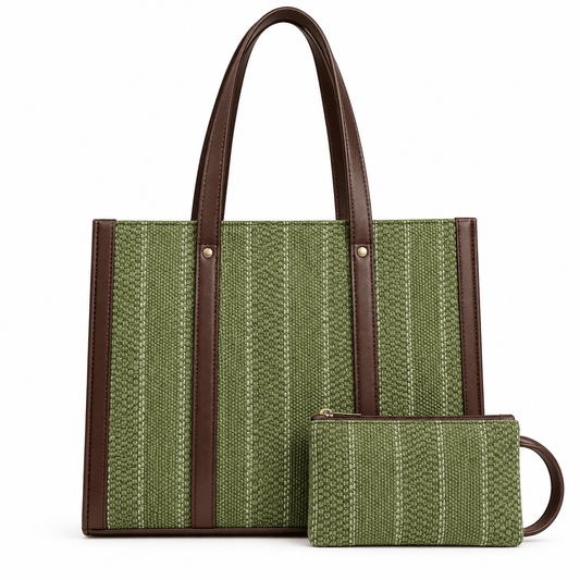 Laptop Handbag with Padded Laptop Compartment, External Phone Pouch & Back Zip - Amoha Decor
