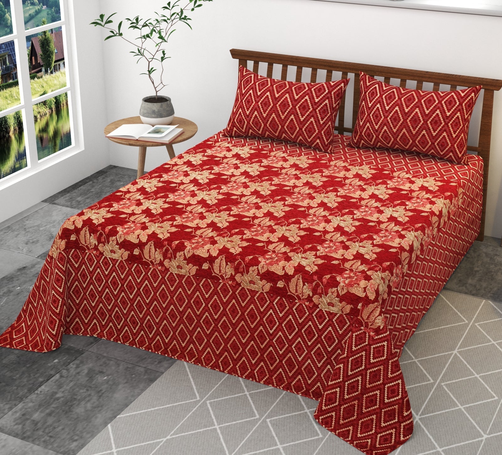 Maroon Chenille Bedsheet – Soft, Luxurious & Durable Bedding for All Beds - Homeluv