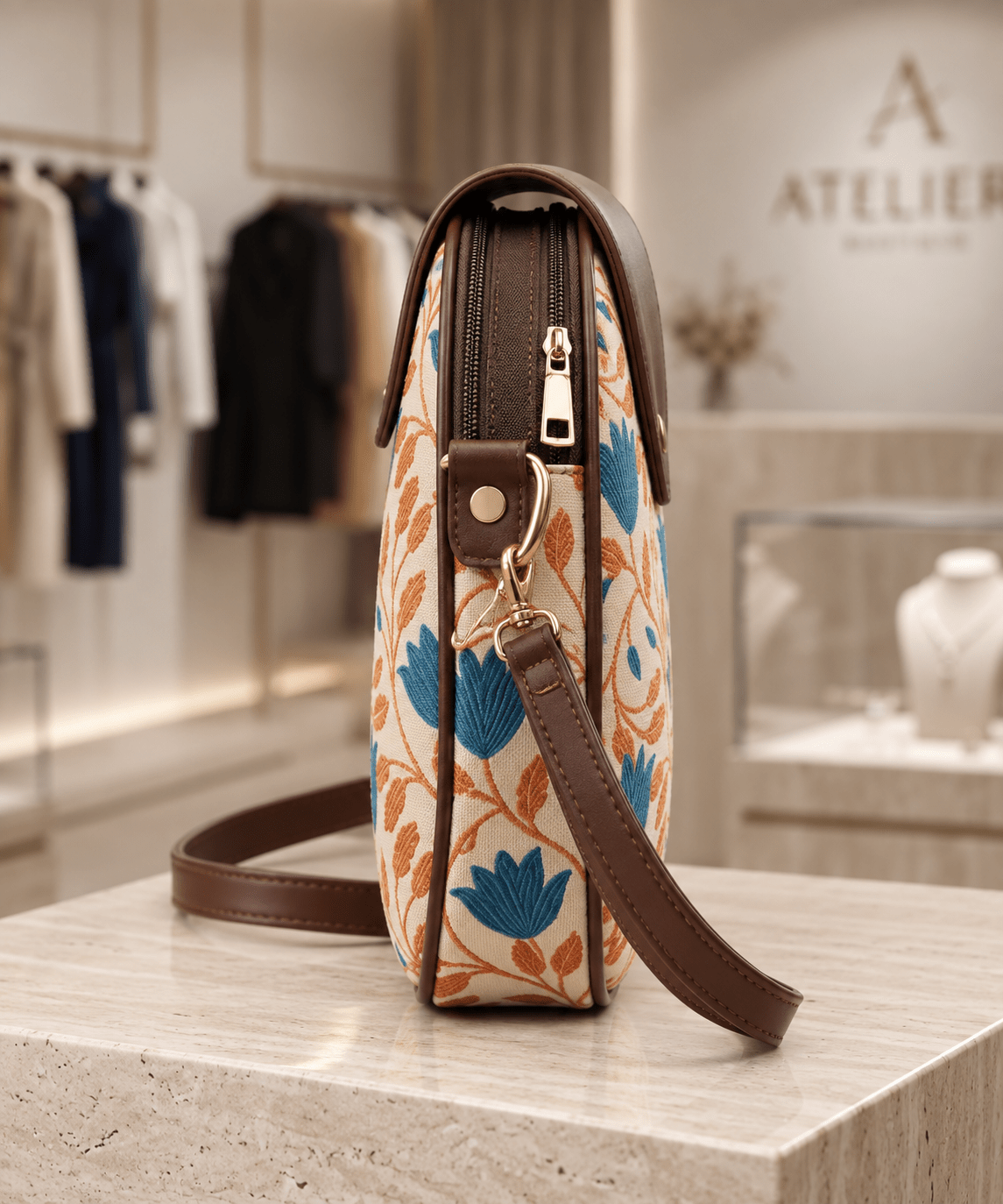 Mobile Sling Bag for Women | Double Compartment Crossbody Bag with Back Zip & Adjustable Sling Belt - Amoha Decor