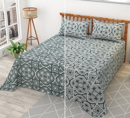 Premium Reversible Queen Bedsheet – 100% Cotton Double - Sided Print | 90×100 Inches - Homeluv