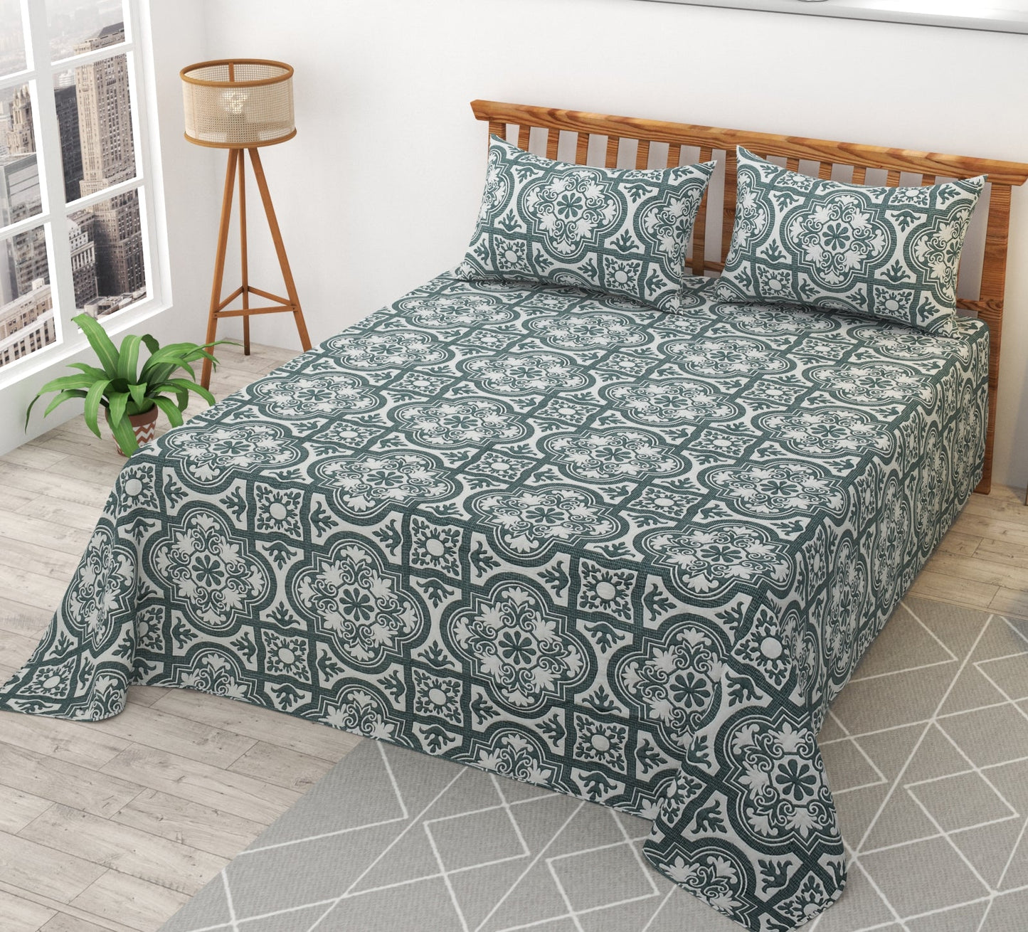 Premium Reversible Queen Bedsheet – 100% Cotton Double - Sided Print | 90×100 Inches - Homeluv