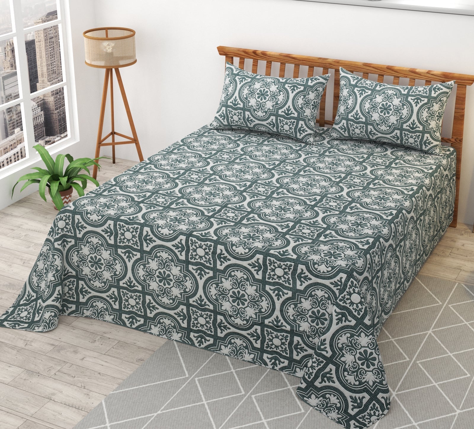 Premium Reversible Queen Bedsheet – 100% Cotton Double - Sided Print | 90×100 Inches - Homeluv