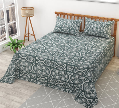 Premium Reversible Queen Bedsheet – 100% Cotton Double - Sided Print | 90×100 Inches - Homeluv