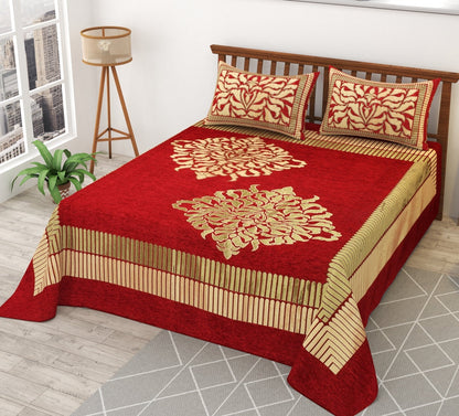 Red Chenille Bedsheet – Soft & Luxury Bedroom Bedding | 90*100 Inches - Homeluv