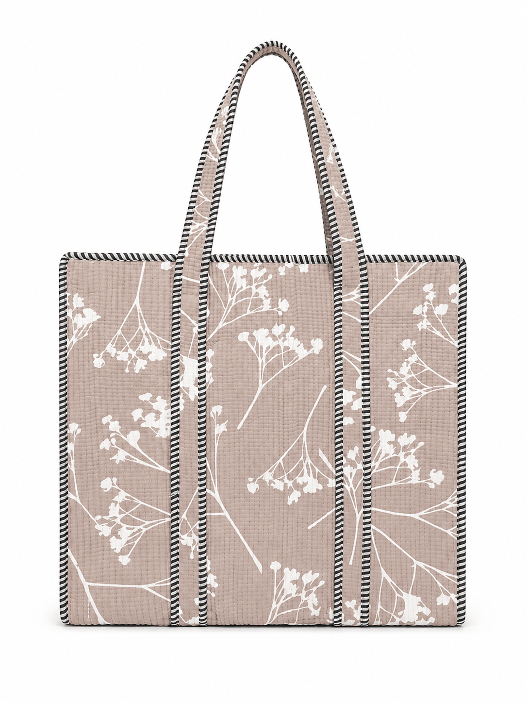Women's Botanical Quilted Tote Bag – Soft Cotton Shoulder Handbag - Amoha Decor