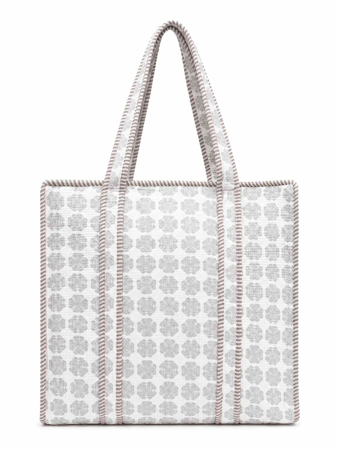 Women's Geometric Quilted Tote Bag – Lightweight Cotton Shoulder Handbag - Amoha Decor