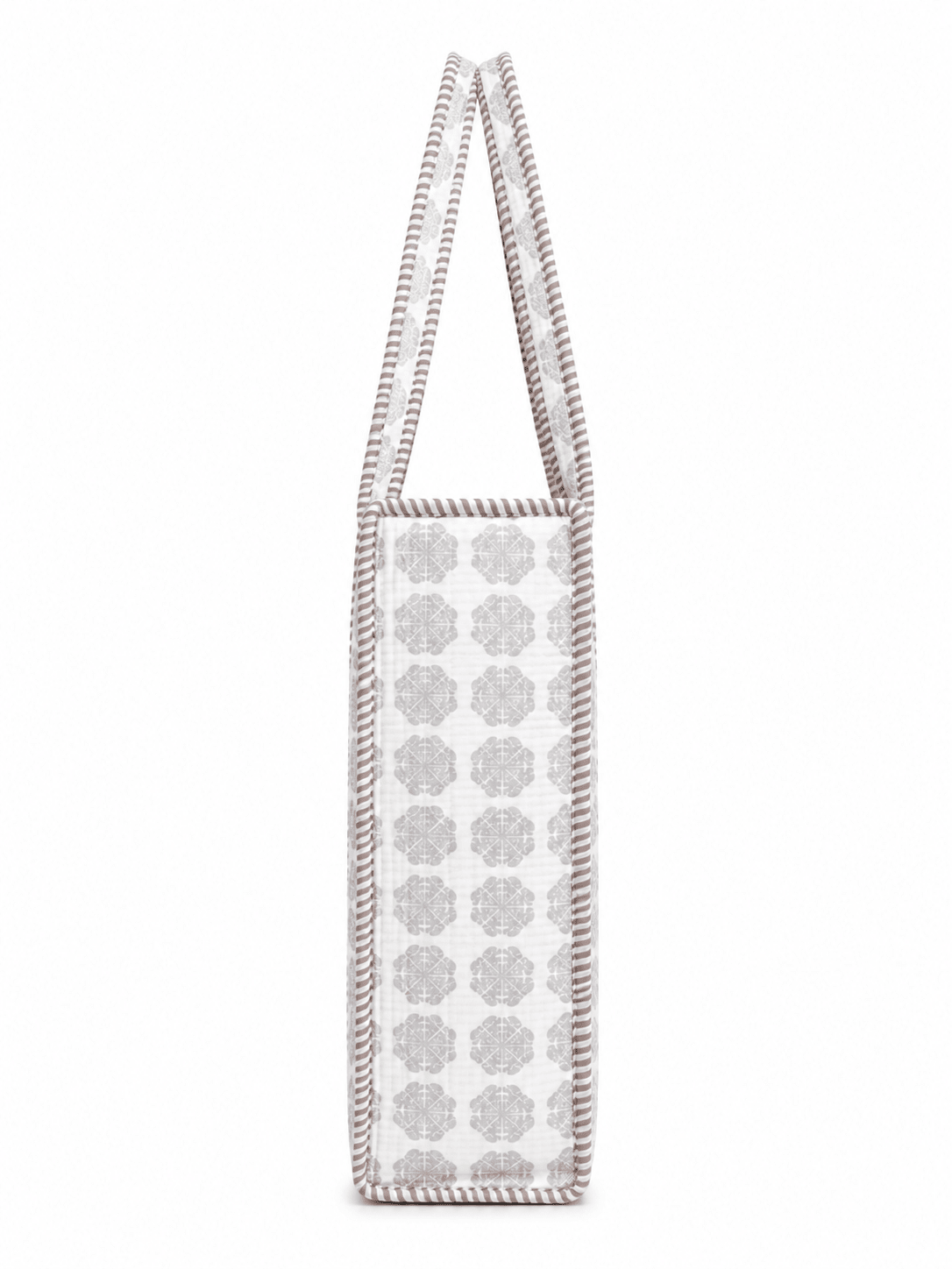 Women's Geometric Quilted Tote Bag – Lightweight Cotton Shoulder Handbag - Amoha Decor