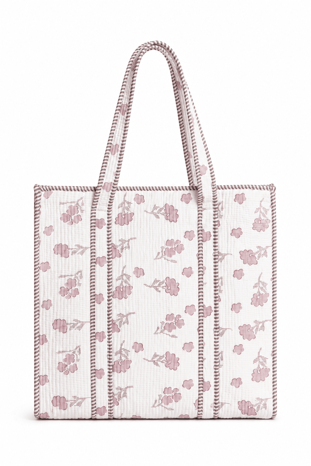 Women's Quilted Floral Tote Bag – Lightweight Cotton Shoulder Handbag for Everyday Use - Amoha Decor