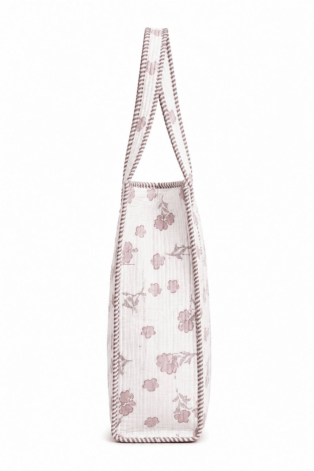 Women's Quilted Floral Tote Bag – Lightweight Cotton Shoulder Handbag for Everyday Use - Amoha Decor